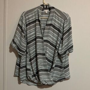 Cato Elegant Black and Gray Striped Blouse